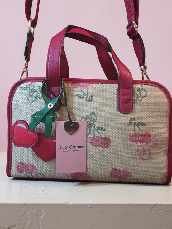 Juicy Couture Handbags - Juicy Couture Pink Cherry Print Satchel with Heart Charm